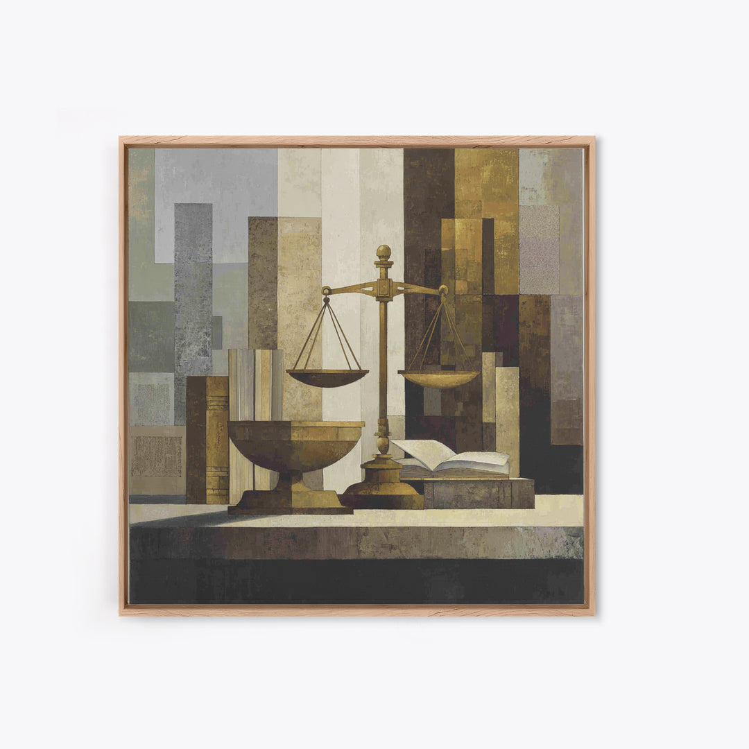 Classical Scales of Justice Framed Canvas Print, Law Office Art, Law, Office Decor, Counsel, Modern Decor, Fine Art Print, LOA-1x1-1