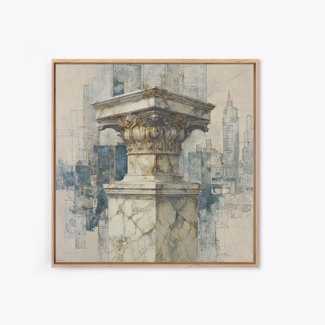 Marble Courthouse Column Study Without Building Scene Framed Canvas Print, Law Office Art, Office Art, Office Decor, Counsel, LOA-1x1-27
