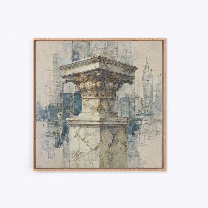 Marble Courthouse Column Study Without Building Scene Framed Canvas Print, Law Office Art, Office Art, Office Decor, Counsel, LOA-1x1-27