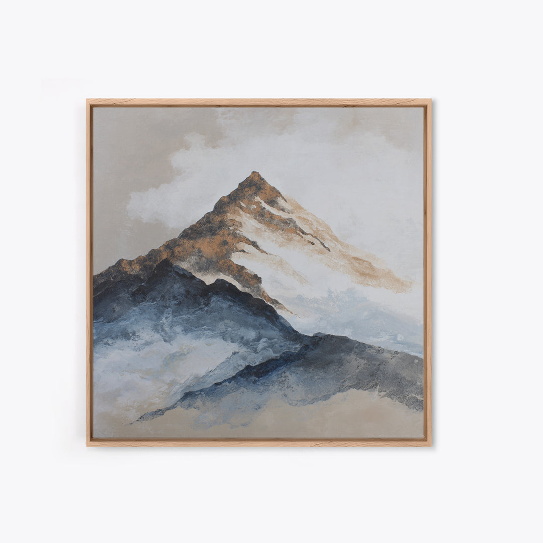 Ink Wash Mountain Symbolizing Stability Framed Canvas Print, Law Office Art, Poster Print, Office Decor, Watercolor Art, LOA-1x1-44