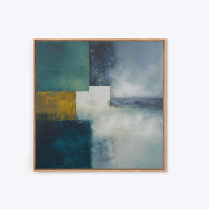 Deep Green and Walnut Toned Abstract Framed Canvas Print, Law Office Art, Gallery Decor, Office Decor, Abstract Art, Counsel, LOA-1x1-93
