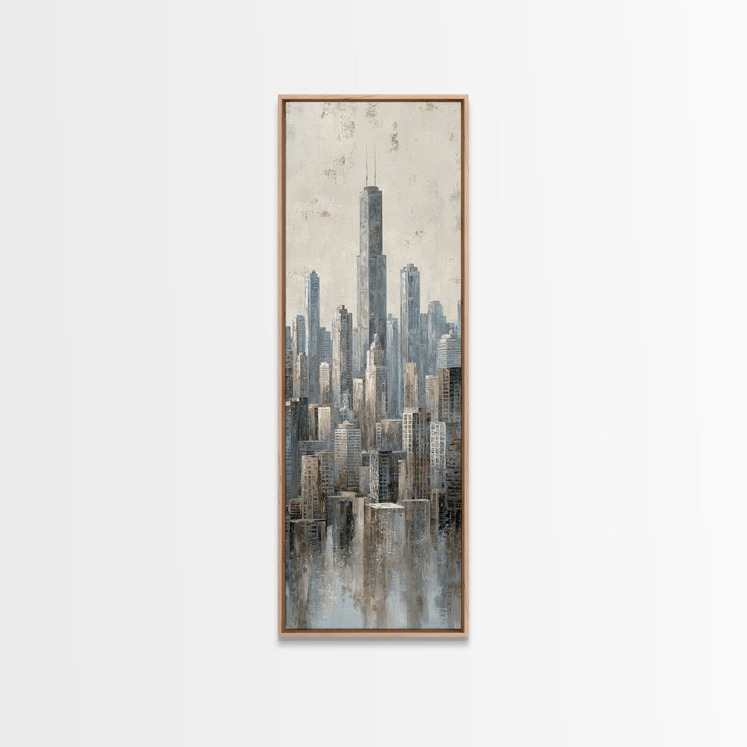 Quiet City Skyline Framed Canvas Print, Law Office Art, Home Decor, Office Decor, Fine Art, Counsel, Minimalist Decor, LOA-1x3-24