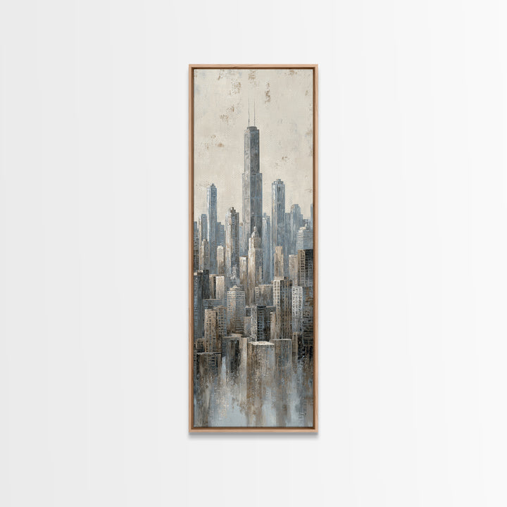 Quiet City Skyline Framed Canvas Print, Law Office Art, Home Decor, Office Decor, Fine Art, Counsel, Minimalist Decor, LOA-1x3-24
