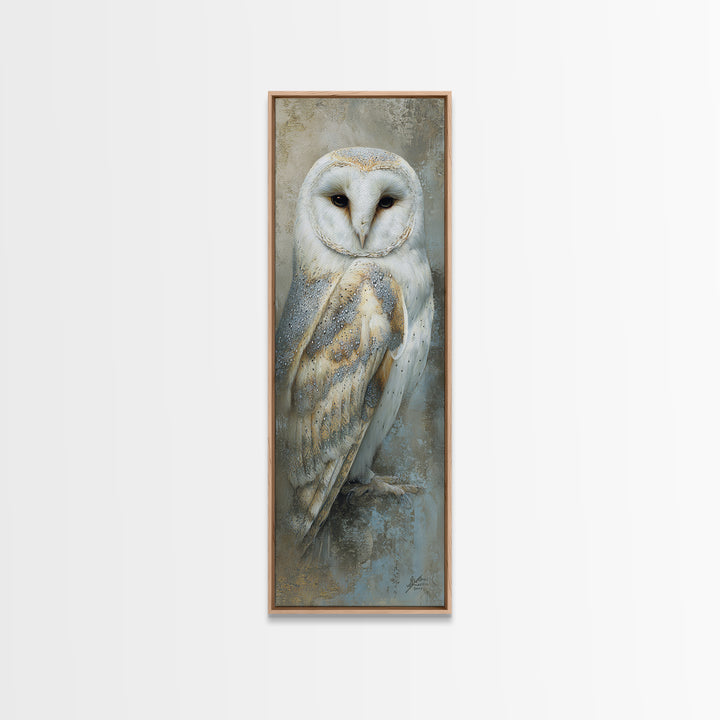 Owl Portrait Representing Wisdom Framed Canvas Print, Law Office Art, Teen Girl Room Decor, Office Decor, Fine Art, Counsel, LOA-1x3-29