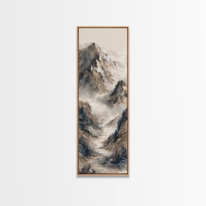 Ink Wash Mountain Symbolizing Stability Canvas Print, Law Office Art, Neutral Decor, Office Decor, Fine Art, Counsel, LOA-1x3-32