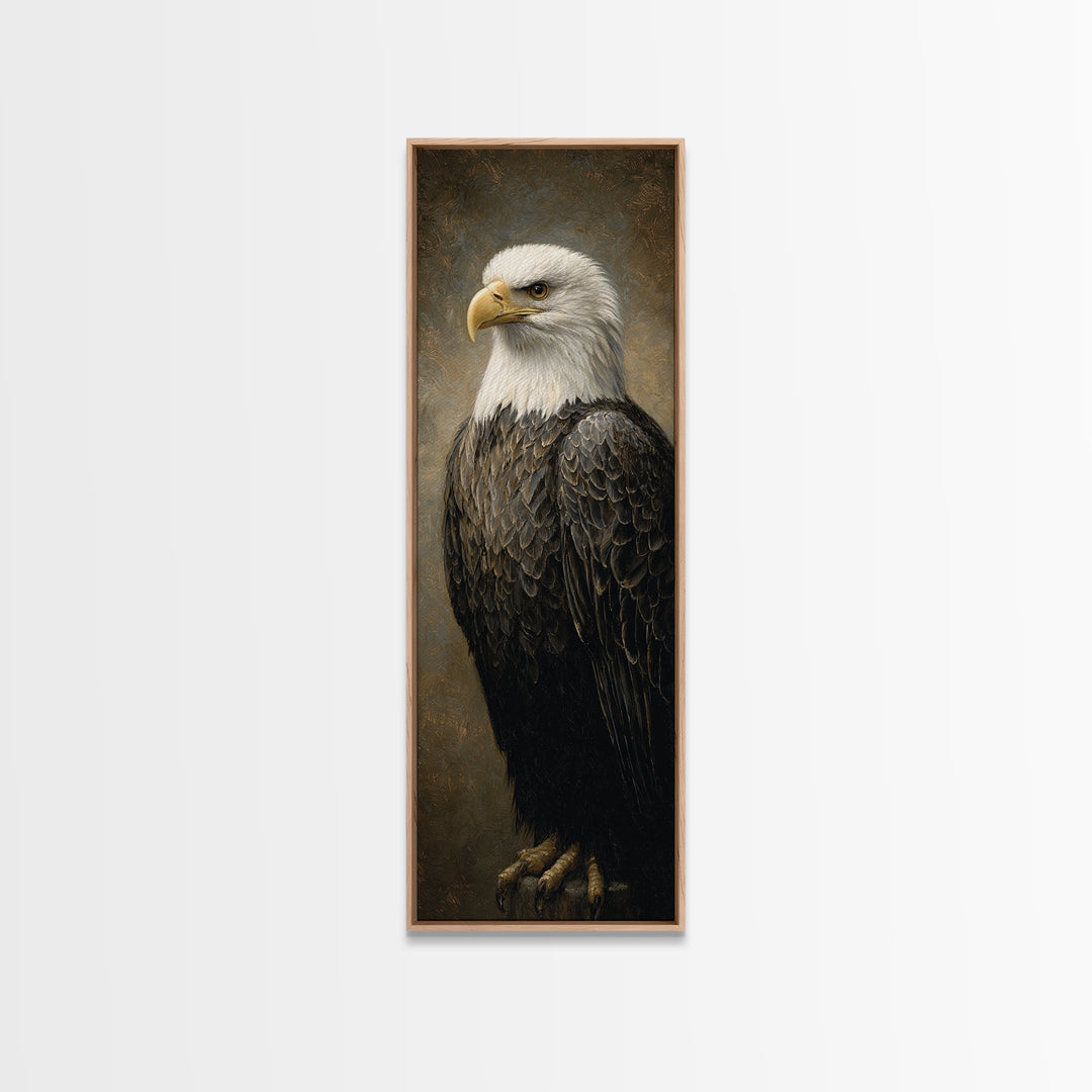 Eagle Portrait with Solemn Presence Canvas Print, Law Office Art, Butterfly Art, Office Decor, Counsel, Fine Art Print, LOA-1x3-42