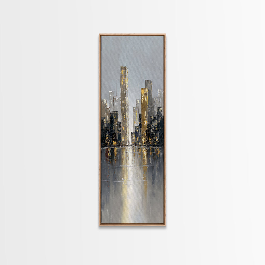 Quiet City Skyline Canvas Print, Law Office Art, Decor, Office Decor, Abstract Art, Counsel, Bookish Wall Art, LOA-1x3-72