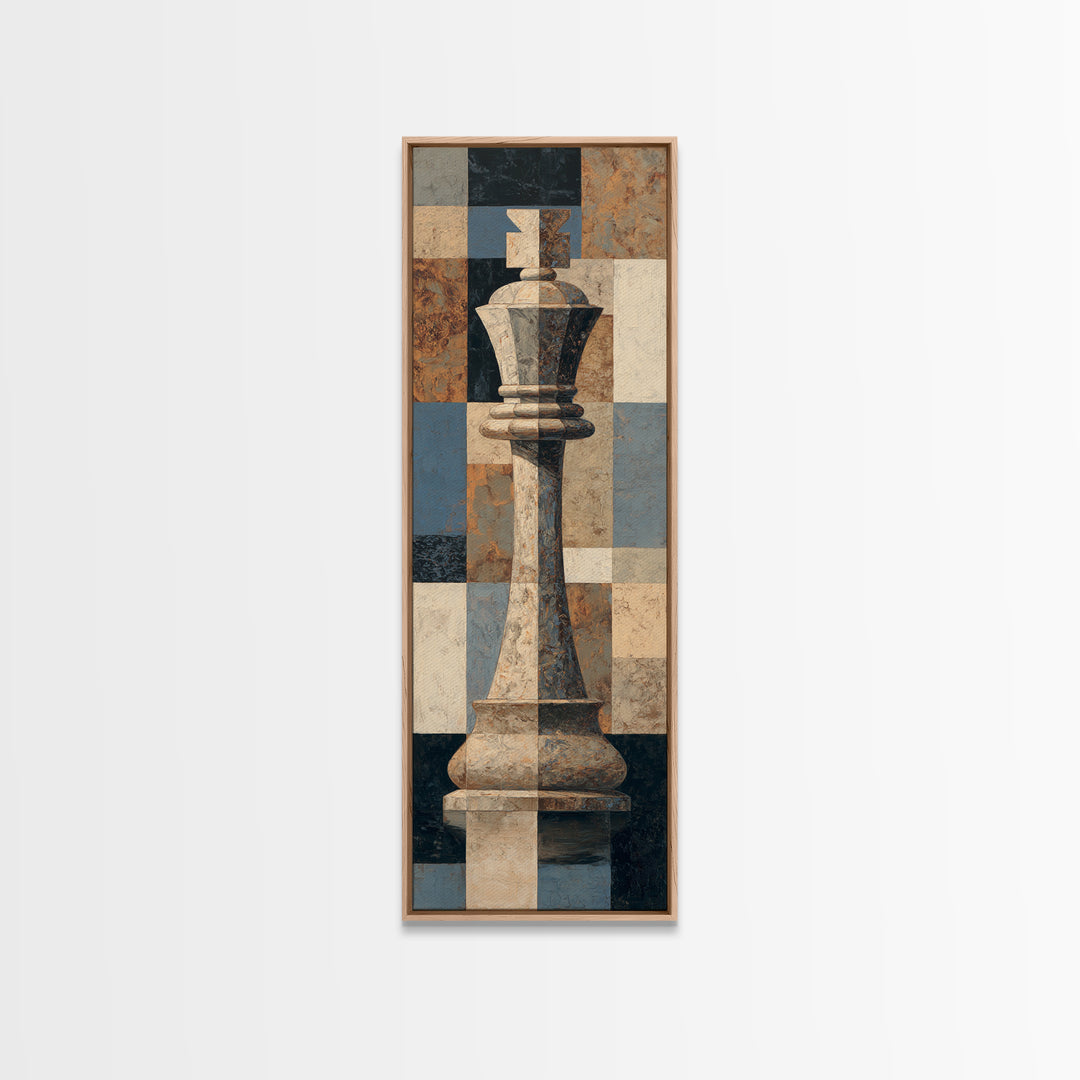 Single Chess King Canvas Print, Law Office Art, Teen Girl Room Decor, Office Decor, Oil Painting, Counsel, Luxury Decor, LOA-1x3-82