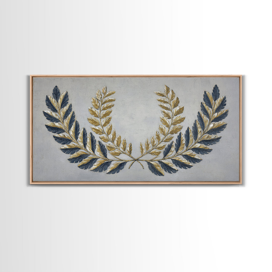 Roman Laurel Wreath Framed Canvas Print, Law Office Art, Lawyer, Office Decor, Fine Art, Counsel, Neutral Decor, Modern Decor, LOA-2x1-100