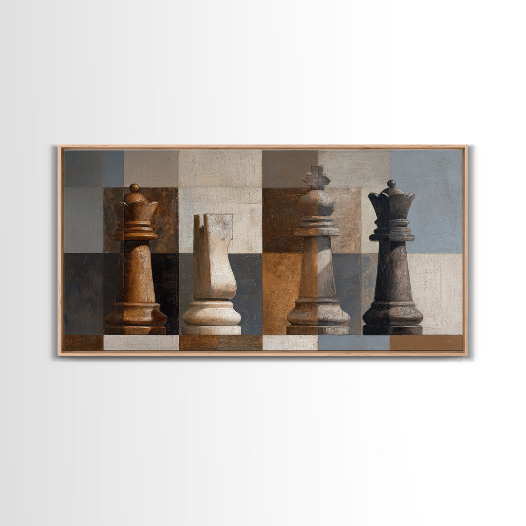Single Chess King Framed Canvas Print, Law Office Art, Home Decor, Office Decor, Fine Art, Counsel, Minimalist Decor, LOA-2x1-42