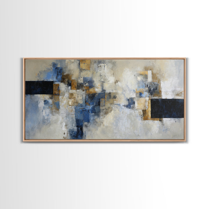 Abstract Navy and Gold Composition for Authority Canvas Print, Law Office Art, Painting, Office Decor, Abstract Art, Counsel, LOA-2x1-48