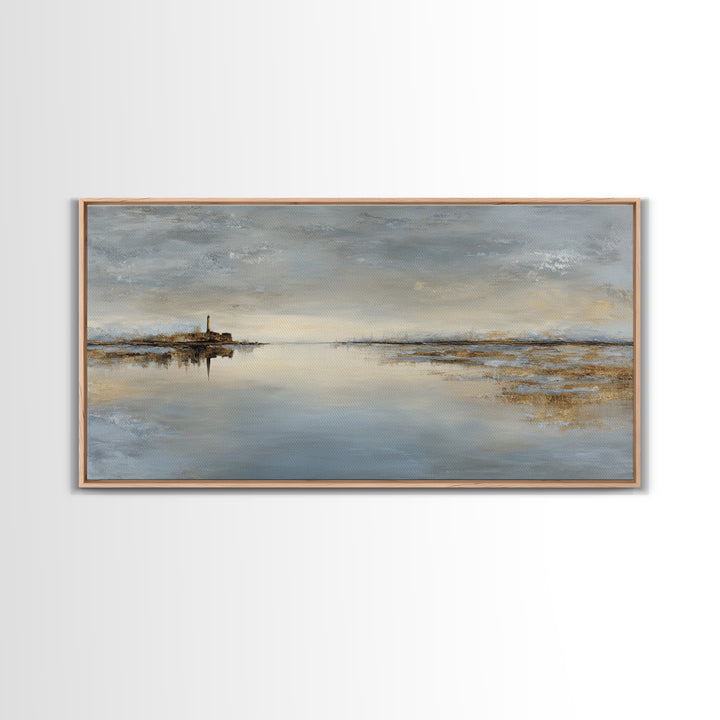 Stormy Landscape with Lighthouse as Guidance Metaphor Framed Canvas Print, Law Office Art, Poster Print, Office Decor, Counsel, LOA-2x1-55