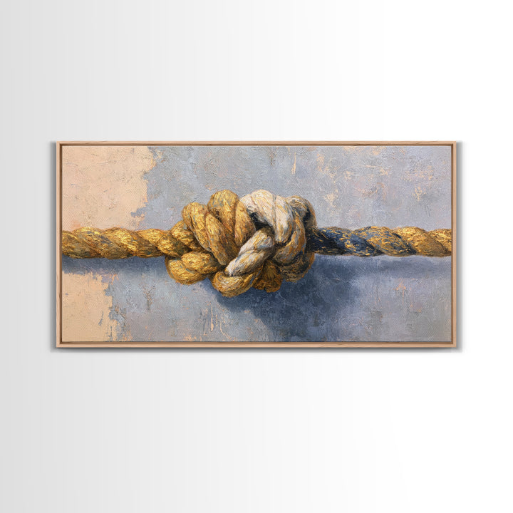 Gold Thread Knot Symbolizing Resolution Canvas Print, Law Office Art, Statement Artwork, Office Decor, Oil Painting, Counsel, LOA-2x1-62