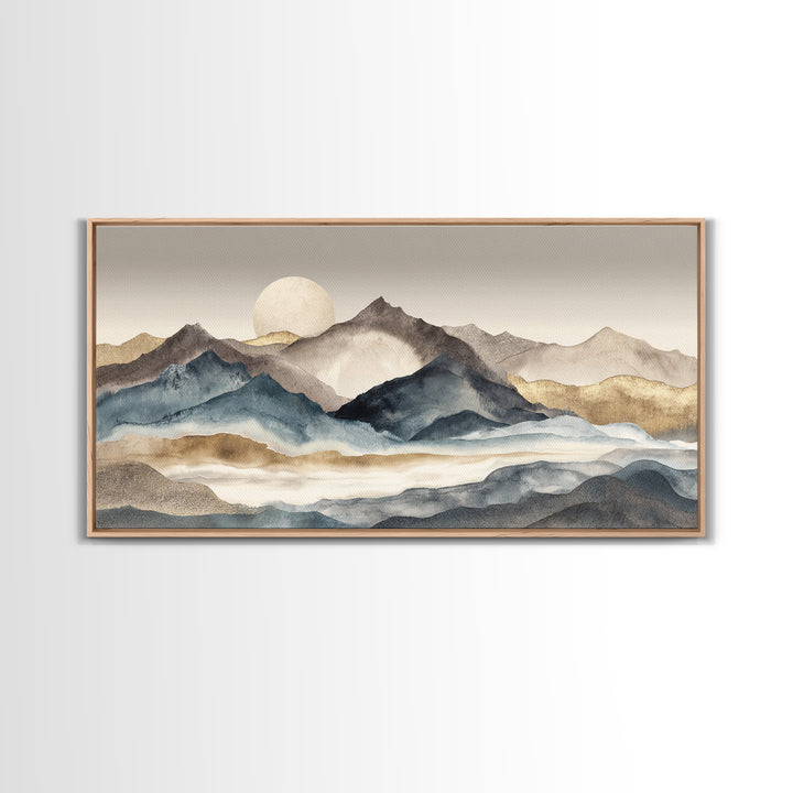 Ink Wash Mountain Symbolizing Stability Canvas Print, Law Office Art, Office Decor, Oil Painting, Counsel, Therapy Office Decor, LOA-2x1-64