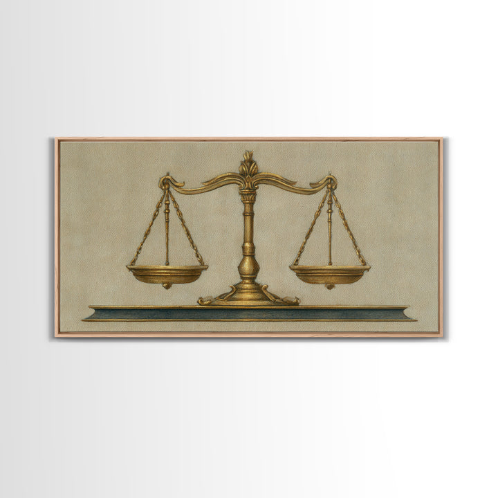 Classical Scales of Justice Canvas Print, Law Office Art, Printable, Office Decor, Fine Art, Counsel, Modern Wall Decor, LOA-2x1-69