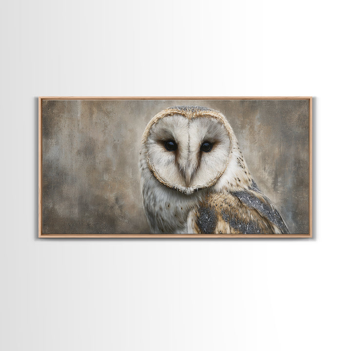 Owl Portrait Representing Wisdom Framed Canvas Print, Law Office Art, Decor, Office Decor, Fine Art, Counsel, Bookish Wall Art, LOA-2x1-85