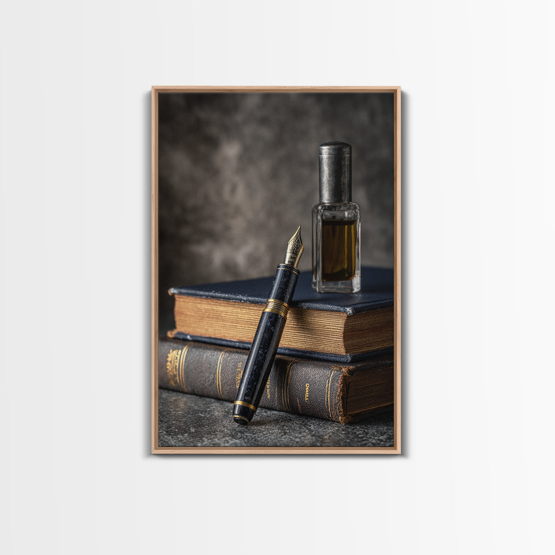 Dignified Law Books and Fountain Pen Still Canvas Print, Law Office Art, Neutral Decor, Office Decor, Fine Art, Counsel, LOA-2x3-10