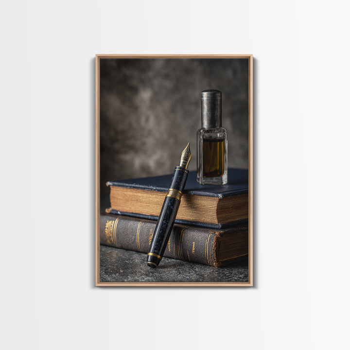 Dignified Law Books and Fountain Pen Still Canvas Print, Law Office Art, Neutral Decor, Office Decor, Fine Art, Counsel, LOA-2x3-10