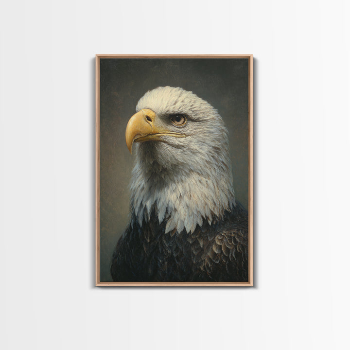 Eagle Portrait with Solemn Presence Canvas Print, Law Office Art, Modern Decor, Office Decor, Oil Painting, Counsel, Wall Decor, LOA-2x3-14