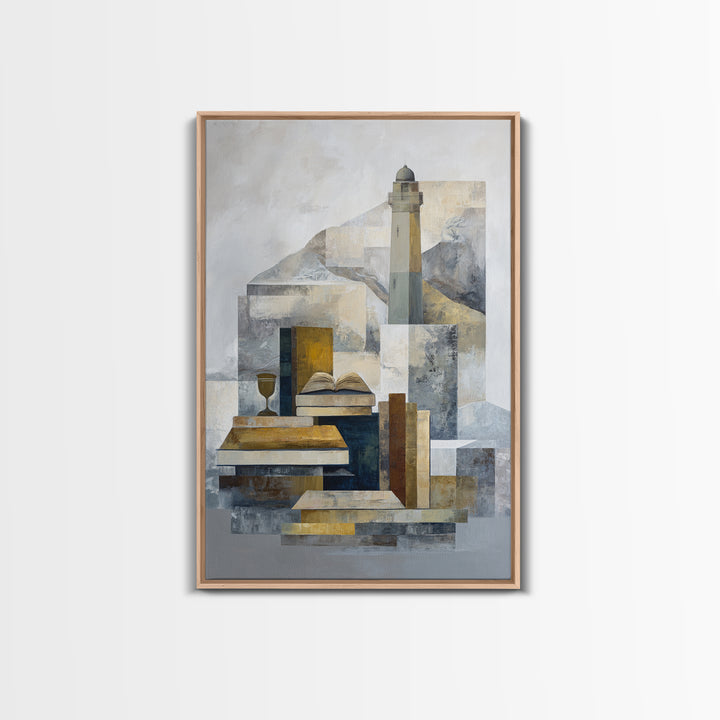 Stormy Landscape with Lighthouse as Guidance Metaphor Framed Canvas Print, Law Office Art, Law, Office Decor, Fine Art, Counsel, LOA-2x3-19