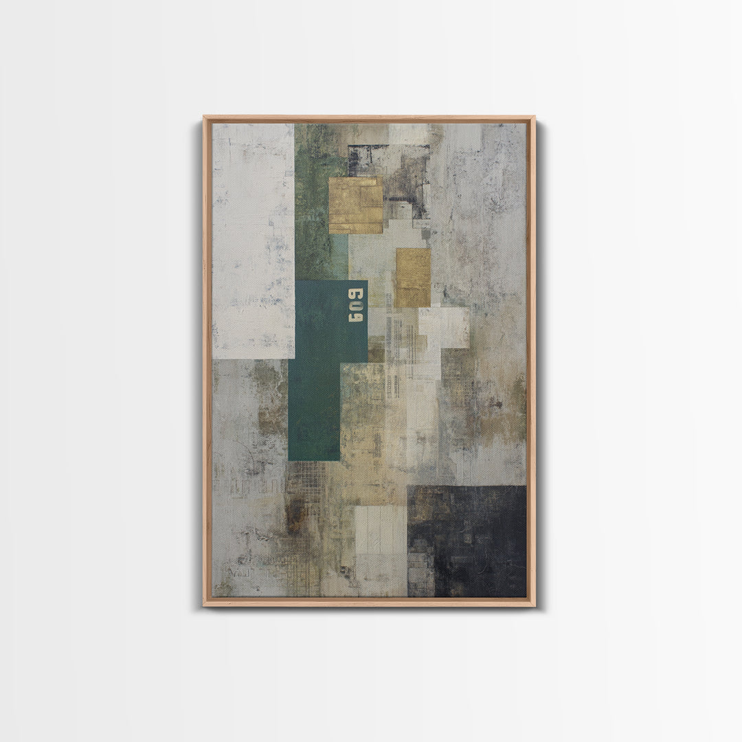 Deep Green and Walnut Toned Abstract Framed Canvas Print, Law Office Art, Contemporary Art, Office Decor, Abstract Art, Counsel, LOA-2x3-53