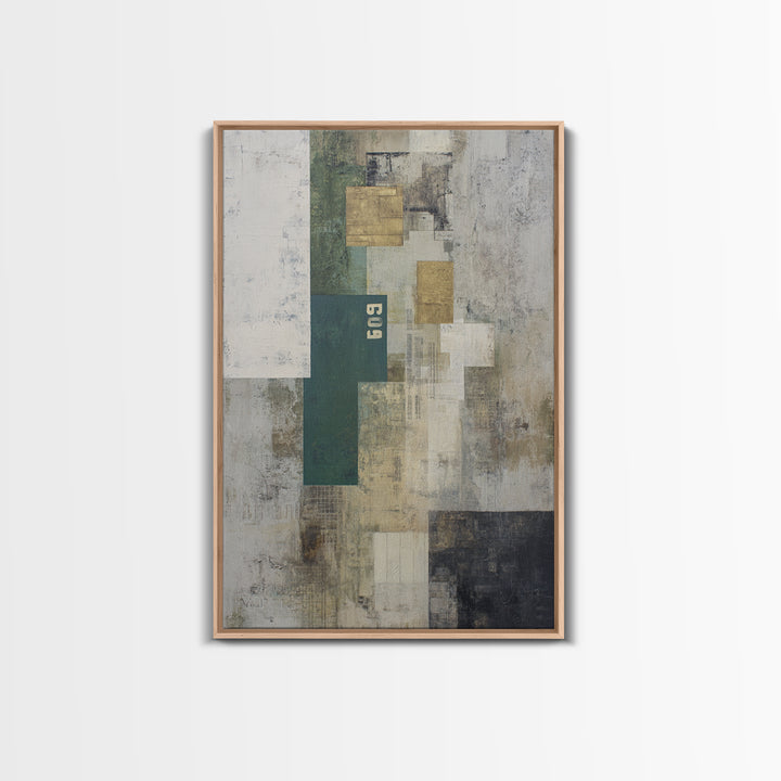 Deep Green and Walnut Toned Abstract Framed Canvas Print, Law Office Art, Contemporary Art, Office Decor, Abstract Art, Counsel, LOA-2x3-53