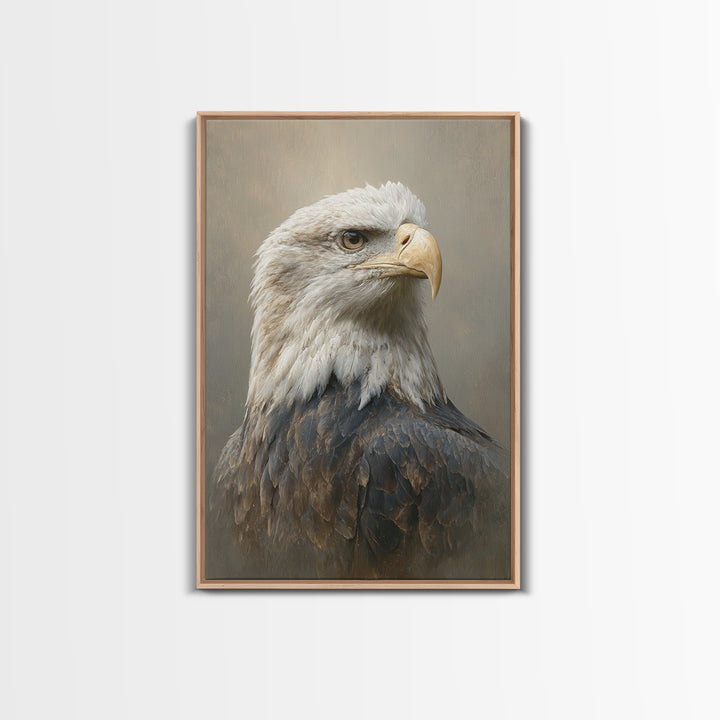 Eagle Portrait with Solemn Presence Canvas Print, Law Office Art, Wall Art, Office Decor, Fine Art, Counsel, Office Wall Decor, LOA-2x3-62