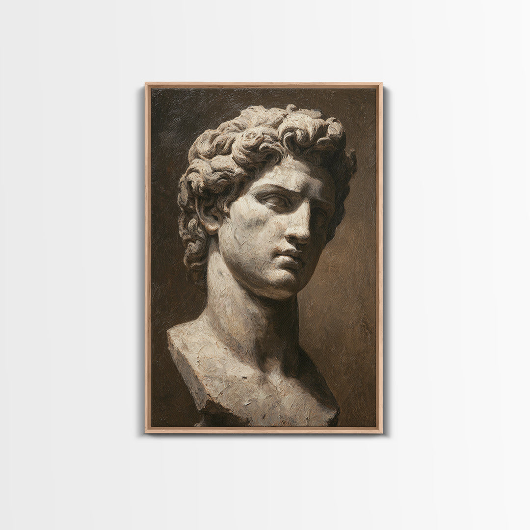 Classical Statue Bust Framed Canvas Print, Law Office Art, Metal Wall Decor, Office Decor, Oil Painting, Counsel, LOA-2x3-8