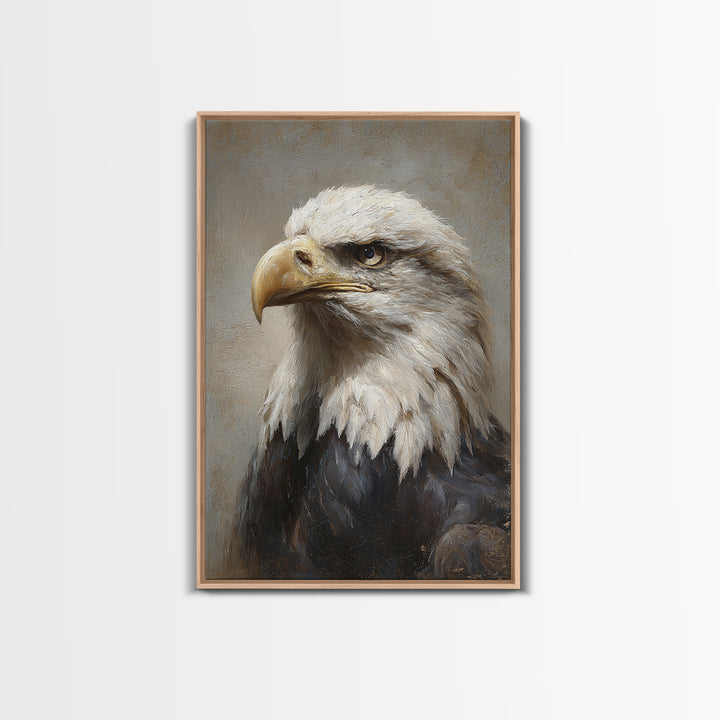 Eagle Portrait with Solemn Presence Canvas Print, Law Office Art, Wall Art, Office Decor, Fine Art, Counsel, Office Wall Decor, LOA-2x3-86