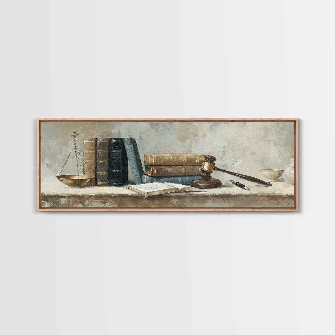 Dignified Law Books and Fountain Pen Still Canvas Print, Law Office Art, Canvas Print, Office Decor, Fine Art, Counsel, LOA-3x1-42