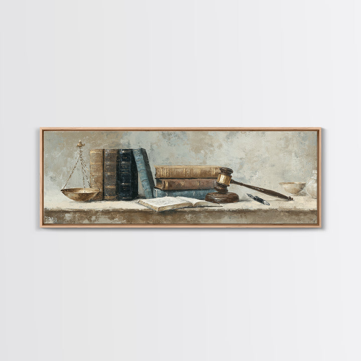 Dignified Law Books and Fountain Pen Still Canvas Print, Law Office Art, Canvas Print, Office Decor, Fine Art, Counsel, LOA-3x1-42