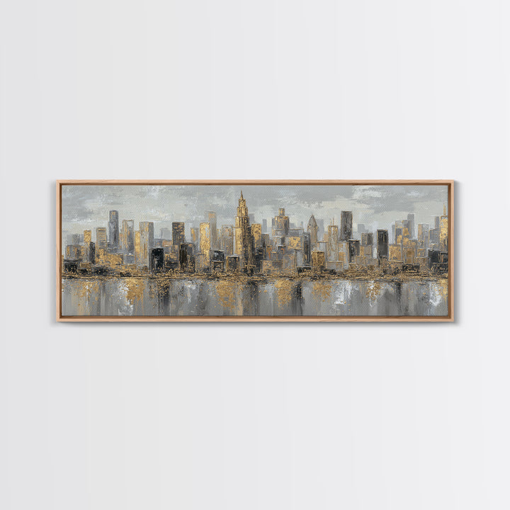 Quiet City Skyline Framed Canvas Print, Law Office Art, Luxury Decor, Office Decor, Fine Art, Counsel, Printable Art, LOA-3x1-52