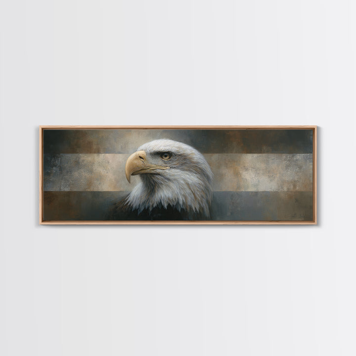 Eagle Portrait with Solemn Presence Canvas Print, Law Office Art, Modern Decor, Office Decor, Oil Painting, Counsel, Wall Decor, LOA-3x1-70