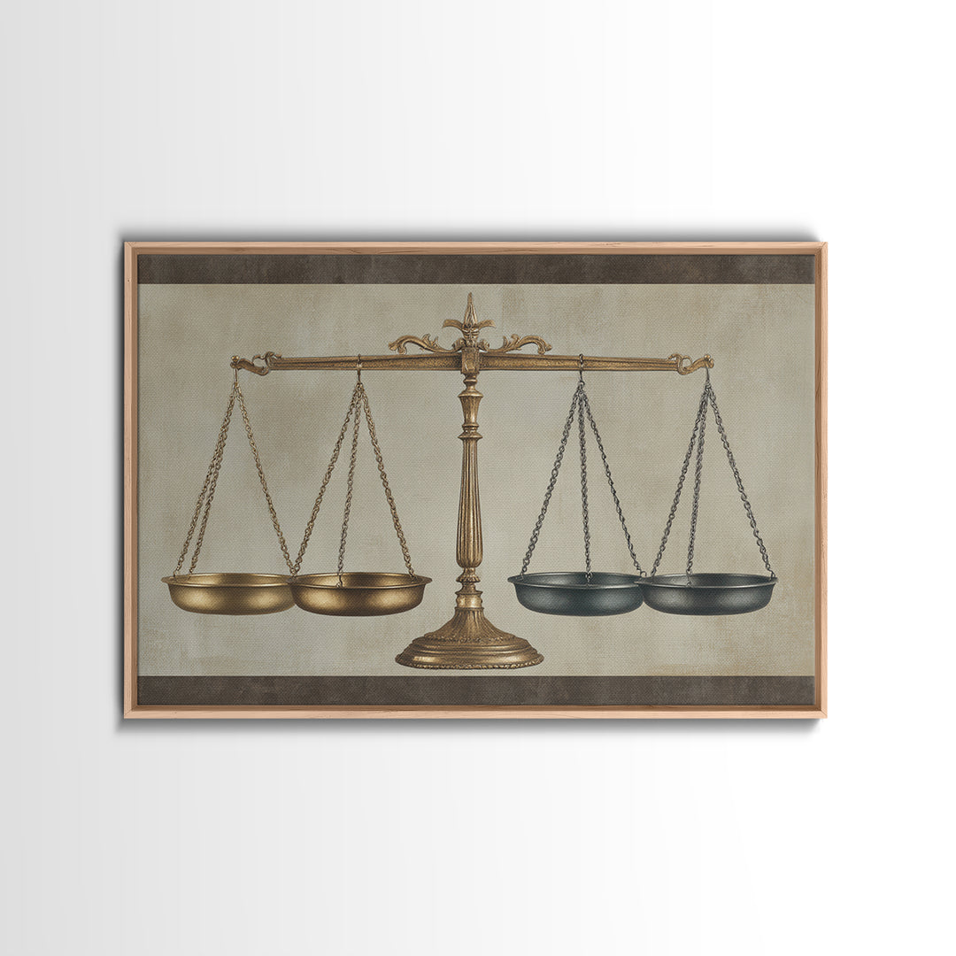 Classical Scales of Justice Canvas Print, Law Office Art, Modern Wall Decor, Office Decor, Fine Art, Counsel, Law School Gifts, LOA-3x2-53
