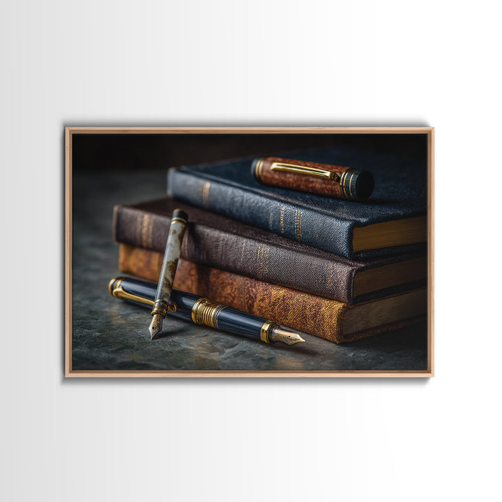 Dignified Law Books and Fountain Pen Still Canvas Print, Law Office Art, Poster Print, Office Decor, Fine Art, Counsel, LOA-3x2-54
