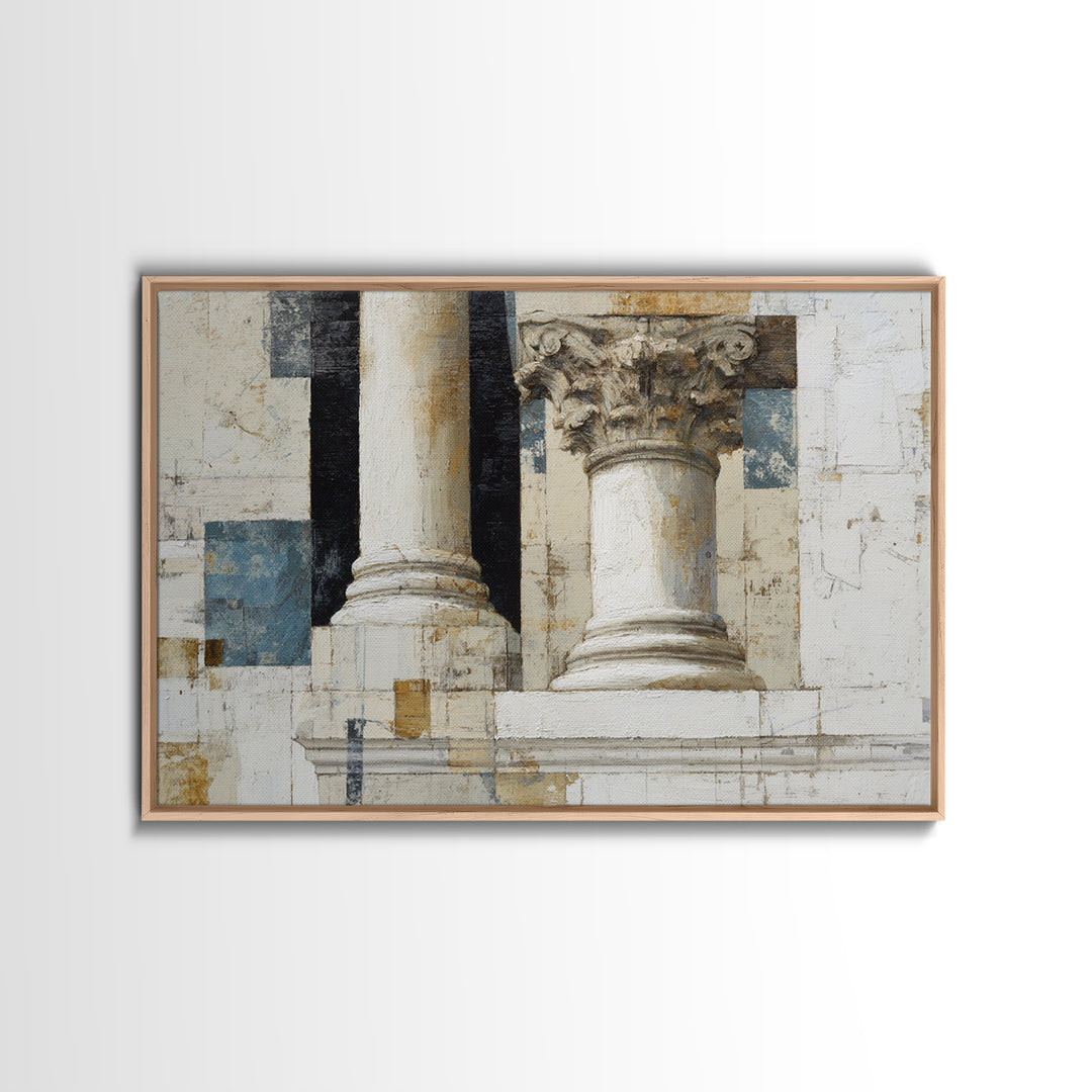 Marble Courthouse Column Study Without Building Scene Canvas Print, Law Office Art, Boho Decor, Office Decor, Counsel, LOA-3x2-55
