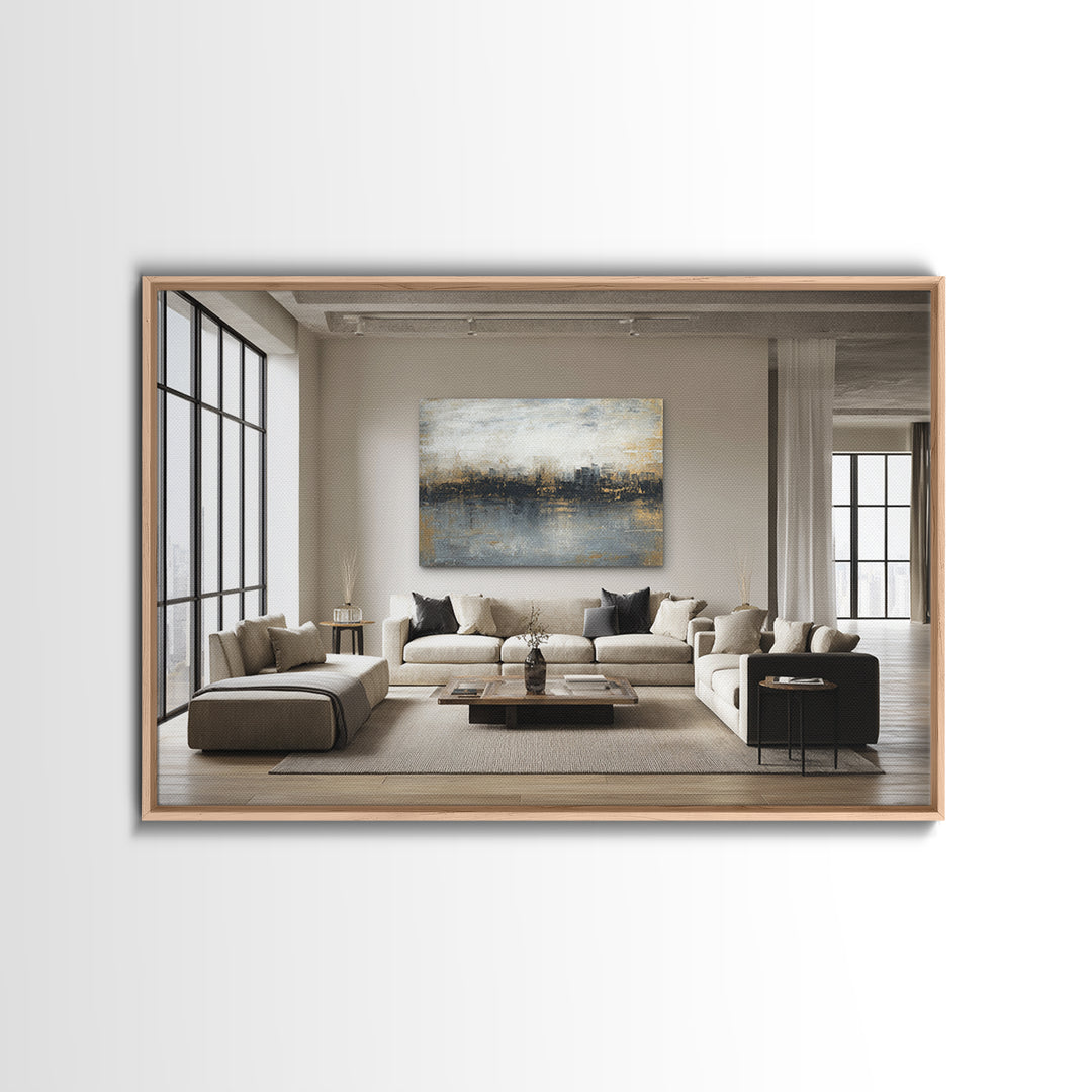 Quiet City Skyline Framed Canvas Print, Law Office Art, Law, Office Decor, Fine Art, Counsel, Modern Decor, Fine Art Print, LOA-3x2-64