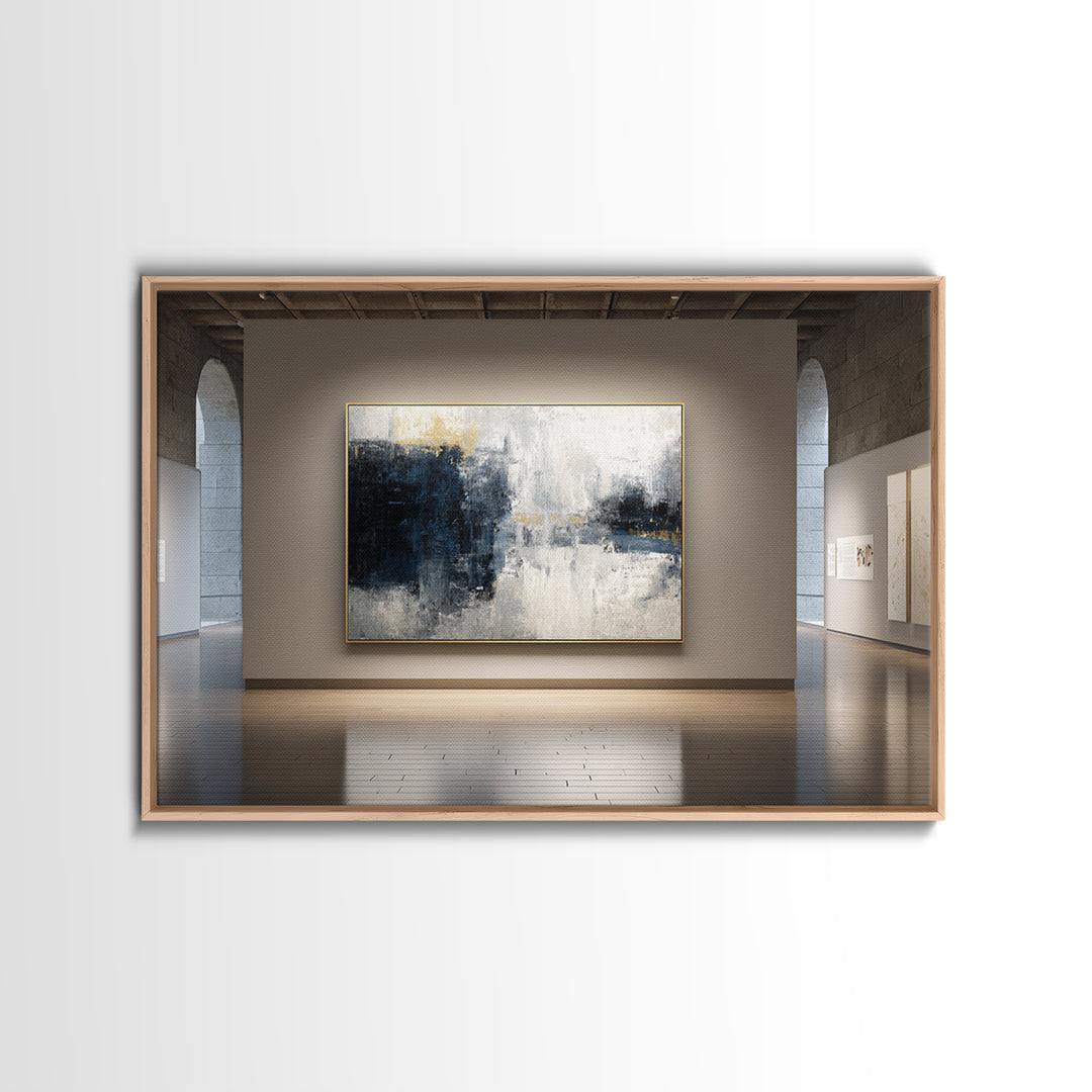 Abstract Navy and Gold Composition for Authority Framed Canvas Print, Law Office Art, Law School, Office Decor, Abstract Art, LOA-3x2-80