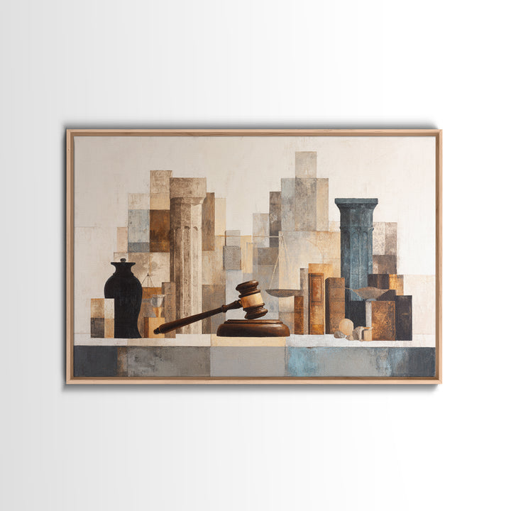 Classic Gavel Still Life Canvas Print, Law Office Art, Lawyer, Office Decor, Oil Painting, Counsel, Neutral Decor, Modern Decor, LOA-3x2-89