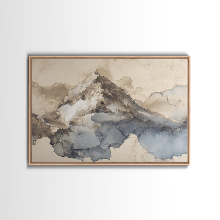 Ink Wash Mountain Symbolizing Stability Framed Canvas Print, Law Office Art, Washington Dc Art, Office Decor, Fine Art, Counsel, LOA-3x2-96