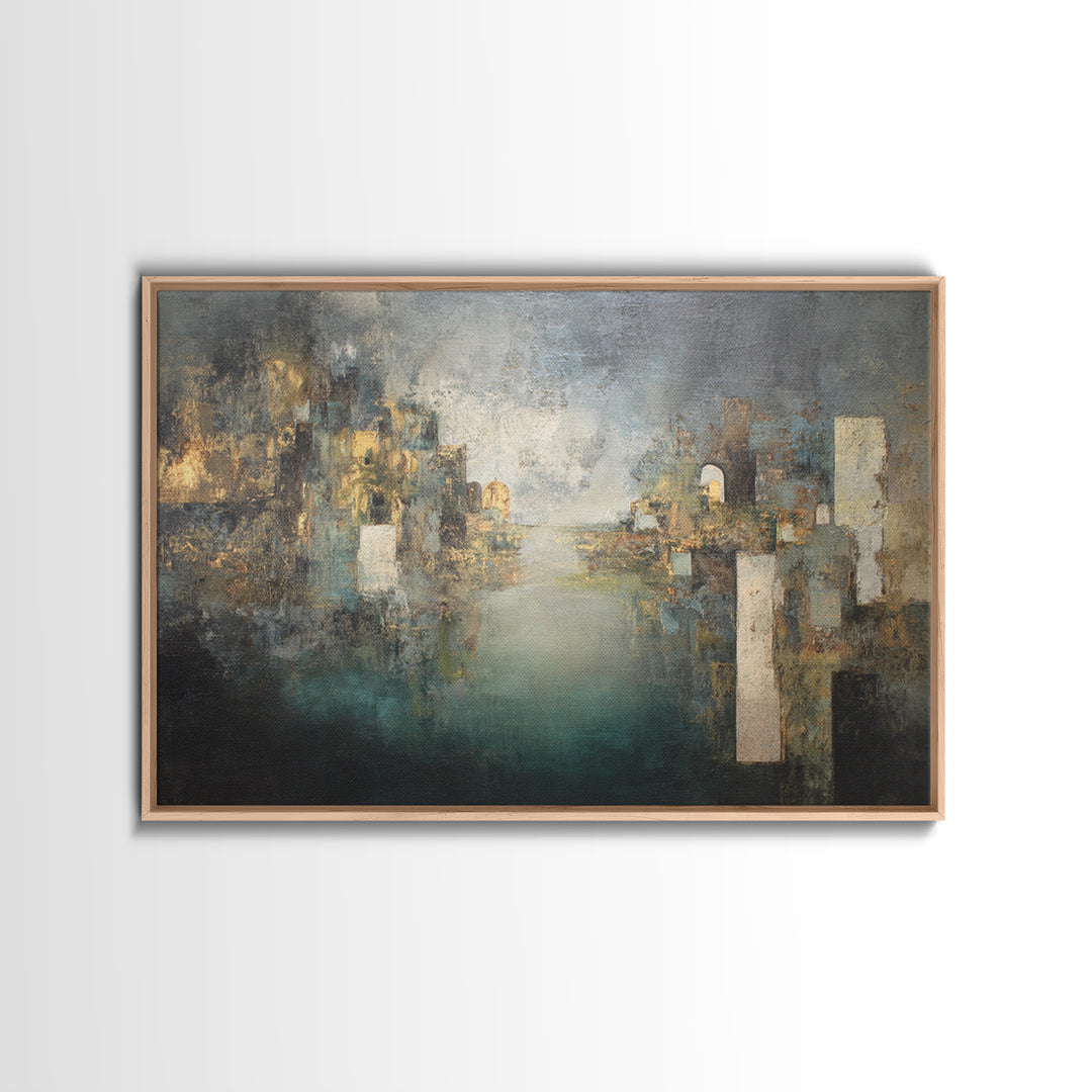 Deep Green and Walnut Toned Abstract Framed Canvas Print, Law Office Art, Butterfly Art, Office Decor, Abstract Art, Counsel, LOA-3x2-97
