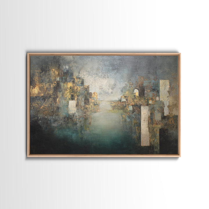 Deep Green and Walnut Toned Abstract Framed Canvas Print, Law Office Art, Butterfly Art, Office Decor, Abstract Art, Counsel, LOA-3x2-97