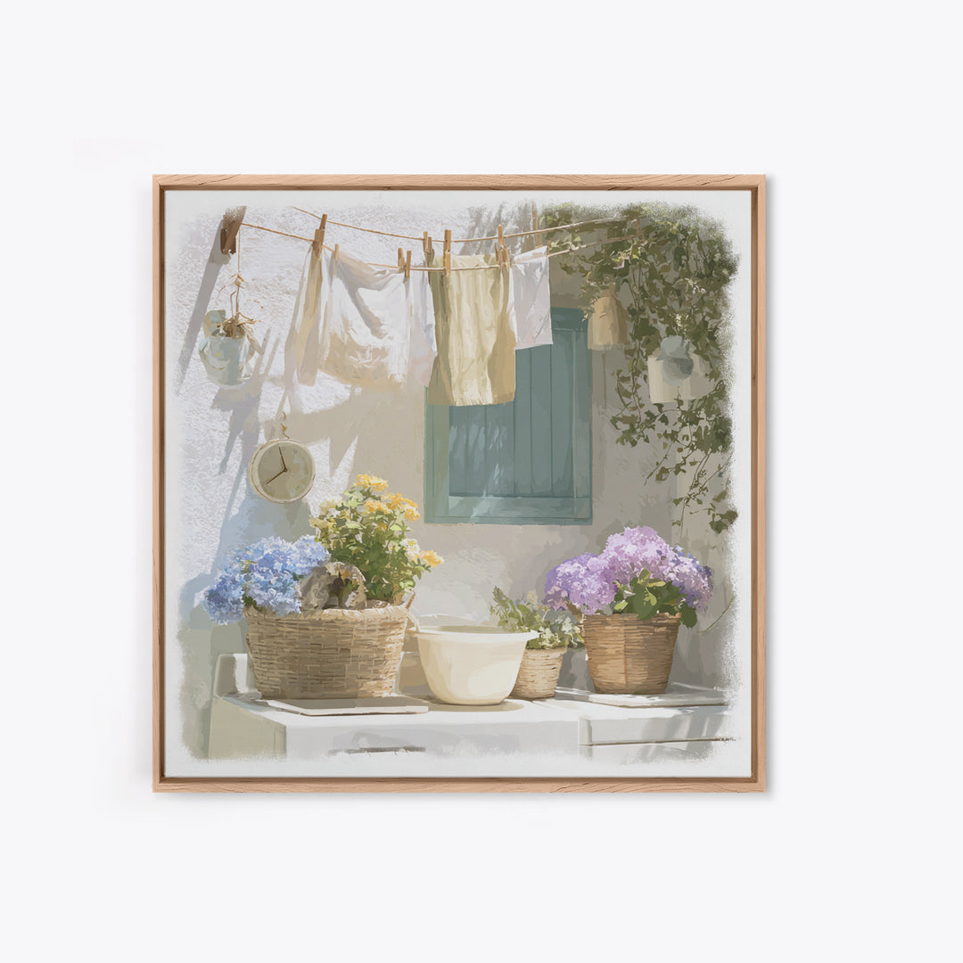 Farmhouse Laundry Sign Ornament Without Words Canvas Print, Laundry Room Art, Minimalist Wall Art, Living Room Decor, Clean, LRA-1x1-43