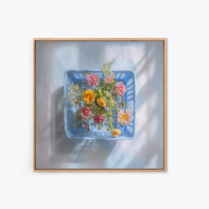 Blue Laundry Basket Canvas Print, Laundry Room Art, Apartment Wall Art, Living Room Decor, Watercolor Art, Clean, LRA-1x1-5