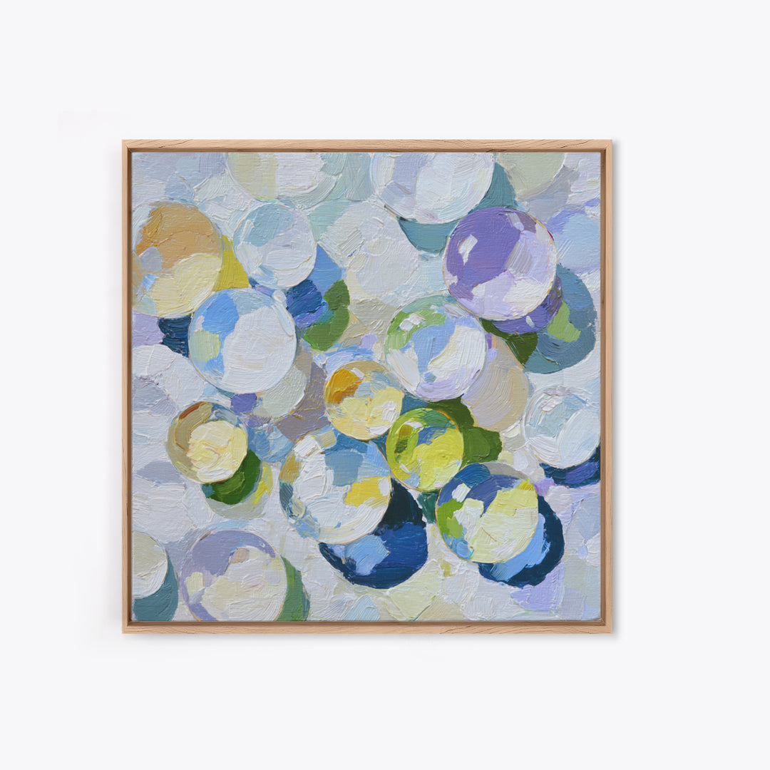 Soap Bubbles Rendered as Playful Abstract Circles Canvas Print, Laundry Room Art, Minimalist Wall Art, Living Room Decor, Clean, LRA-1x1-6