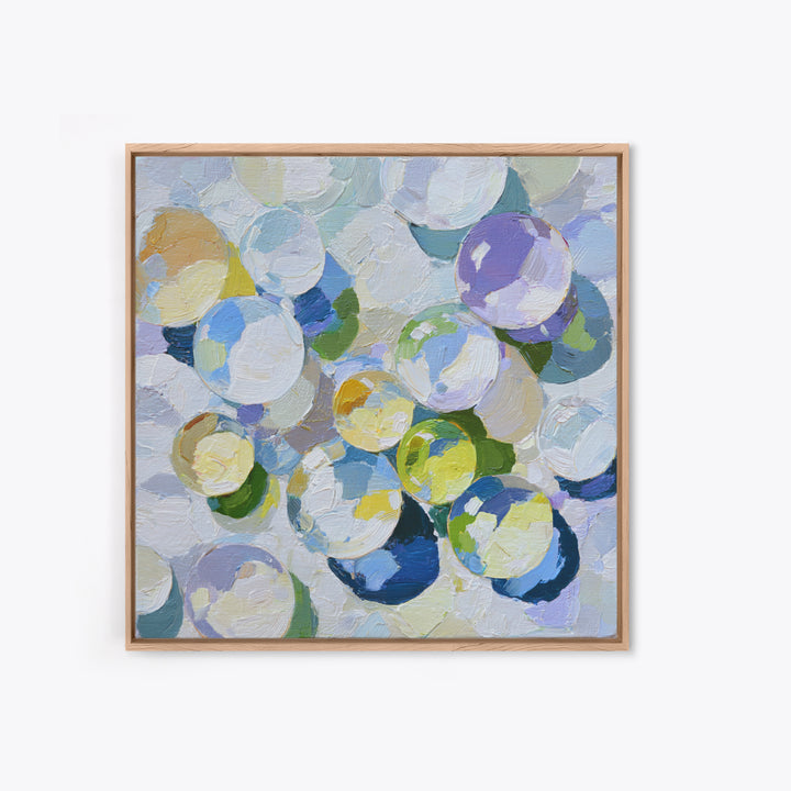 Soap Bubbles Rendered as Playful Abstract Circles Canvas Print, Laundry Room Art, Minimalist Wall Art, Living Room Decor, Clean, LRA-1x1-6