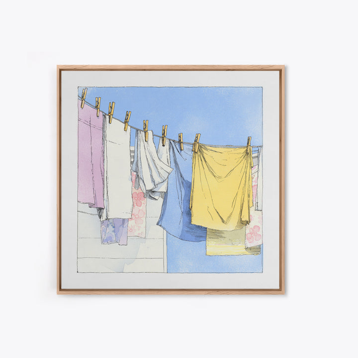 Simple Line Drawing of Hanging Laundry Canvas Print, Laundry Room Art, Farmhouse Wall Decor, Living Room Decor, Clean, LRA-1x1-64