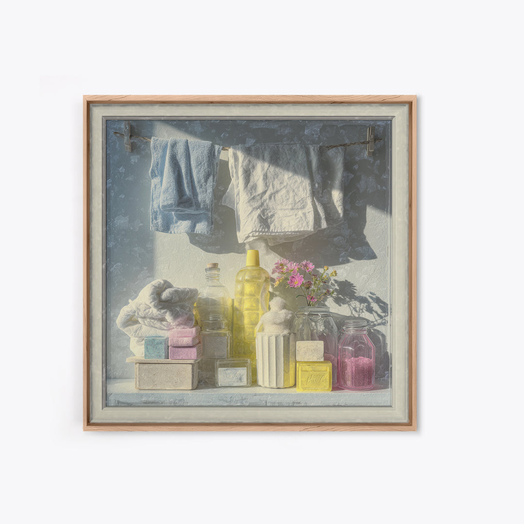 Farmhouse Laundry Sign Ornament Without Words Framed Canvas Print, Laundry Room Art, Gallery Decor, Living Room Decor, Clean, LRA-1x1-67