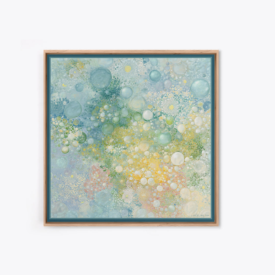 Abstract Suds and Bubbles Framed Canvas Print, Laundry Room Art, Downloadable Art, Living Room Decor, Fine Art, Clean, LRA-1x1-70