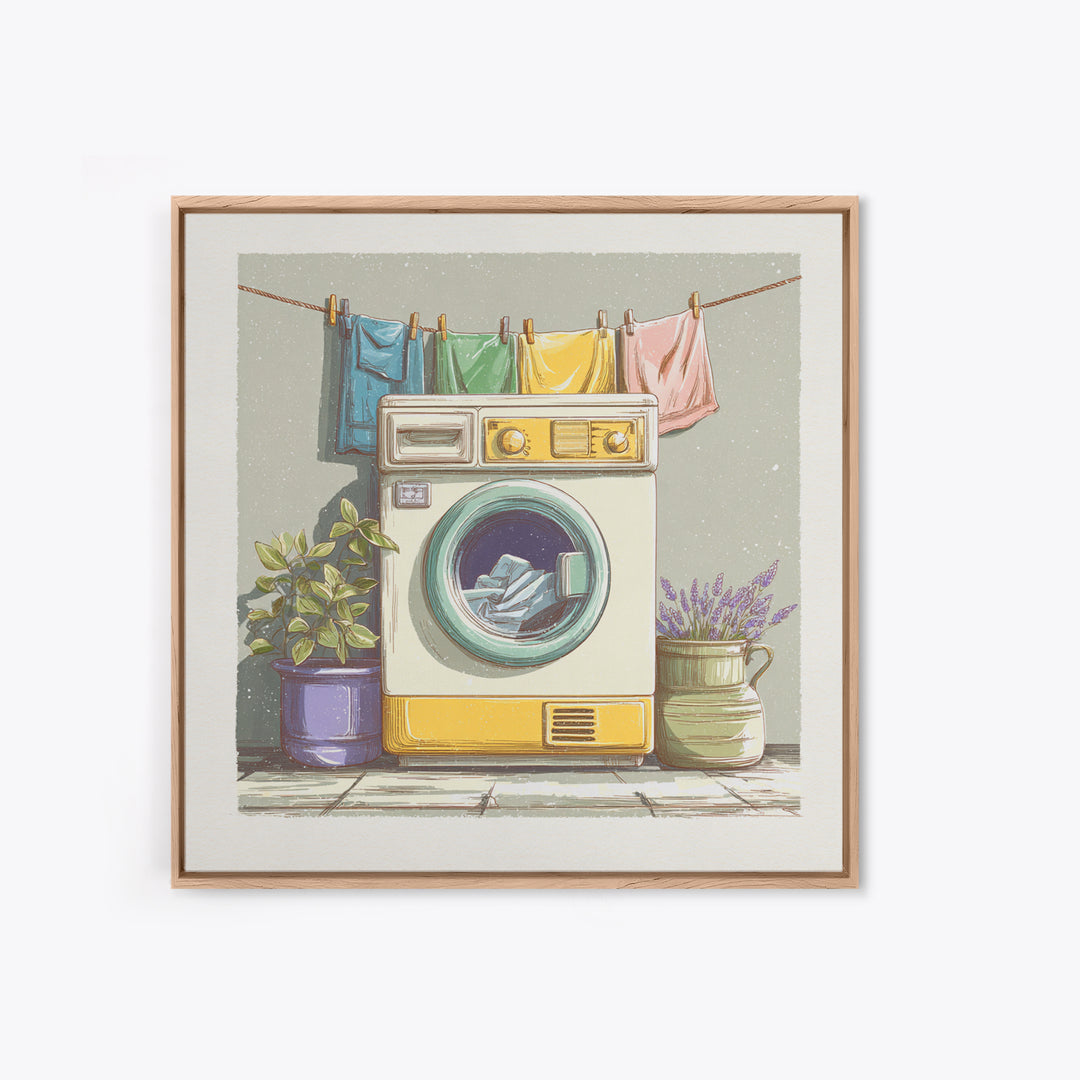 Washing Machine Icon Graphic Without Text Canvas Print, Laundry Room Art, Neutral Decor, Living Room Decor, Oil Painting, Clean, LRA-1x1-82